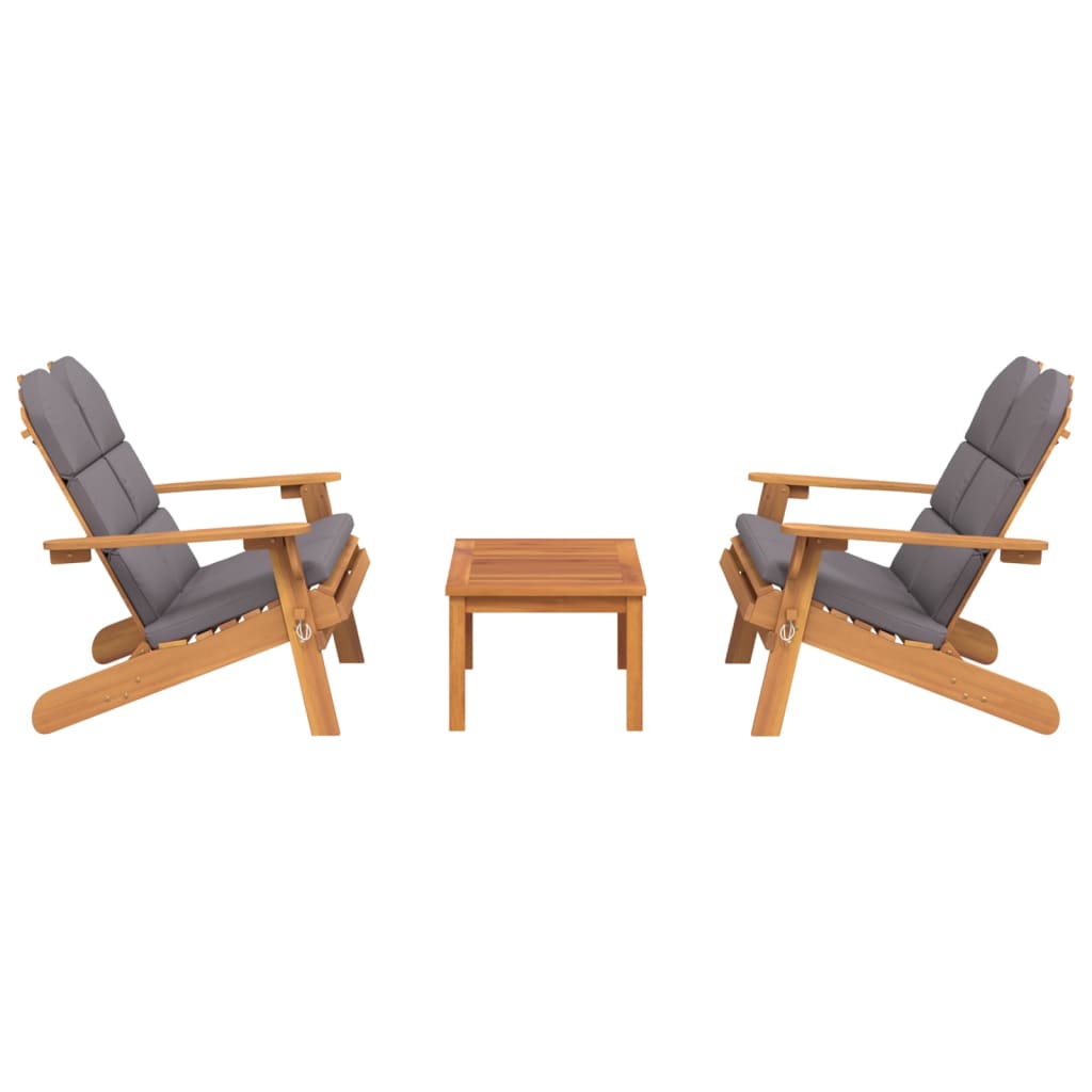 Set mobilier de grădină Adirondack, 3 piese, lemn masiv acacia