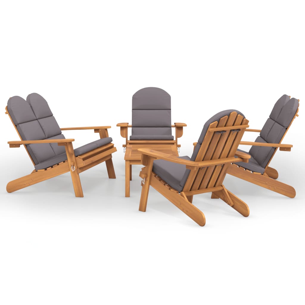 Set mobilier de grădină Adirondack, 5 piese, lemn masiv acacia