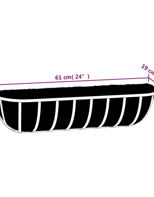 Загрузите изображение в средство просмотра галереи, Jgheab perete 2 buc. căptușeală cocos, negru, 61x19x16 cm, oțel - Lando
