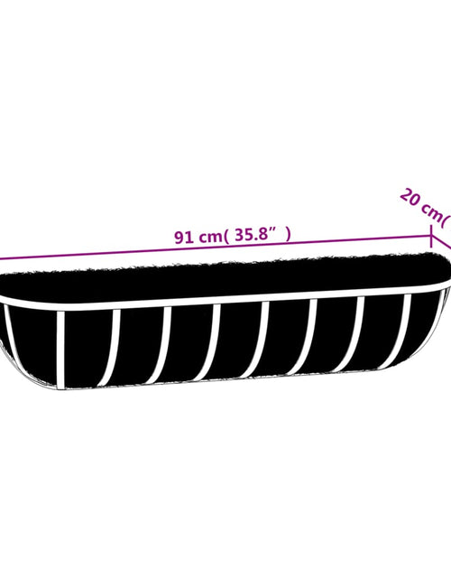 Încărcați imaginea în vizualizatorul Galerie, Jgheab perete 2 buc. căptușeală cocos, negru, 91x20x23 cm, oțel - Lando
