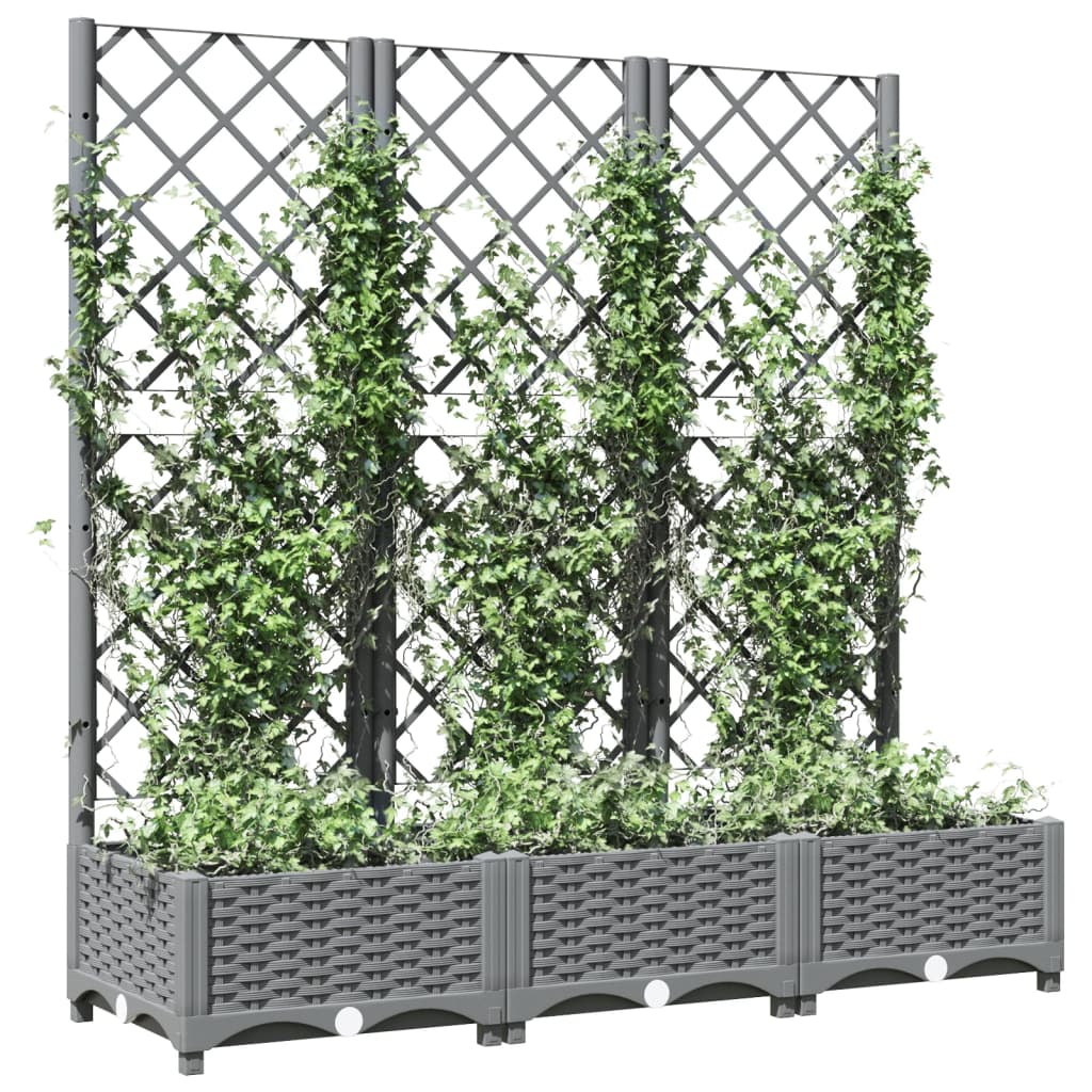 Jardinieră de grădină cu spalier gri deschis 120x40x121,5 cm PP