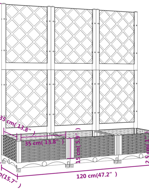 Încărcați imaginea în vizualizatorul Galerie, Jardinieră de grădină cu spalier gri deschis 120x40x121,5 cm PP
