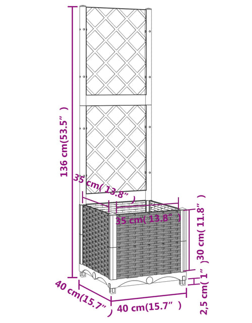 Загрузите изображение в средство просмотра галереи, Jardinieră de grădină cu spalier, alb, 40x40x136 cm, PP
