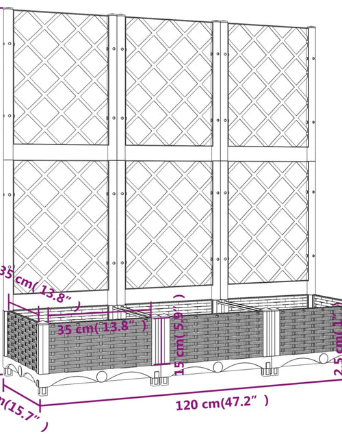 Încărcați imaginea în vizualizatorul Galerie, Jardinieră de grădină cu spalier, alb, 120x40x121,5 cm, PP
