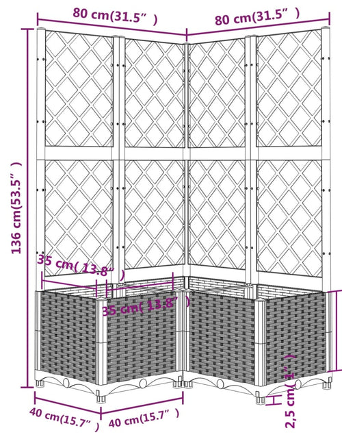 Încărcați imaginea în vizualizatorul Galerie, Jardinieră de grădină cu spalier, alb, 80x80x136 cm, PP
