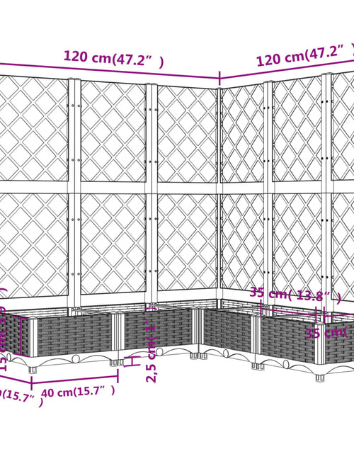 Загрузите изображение в средство просмотра галереи, Jardinieră de grădină cu spalier, alb, 120x120x121,5 cm, PP
