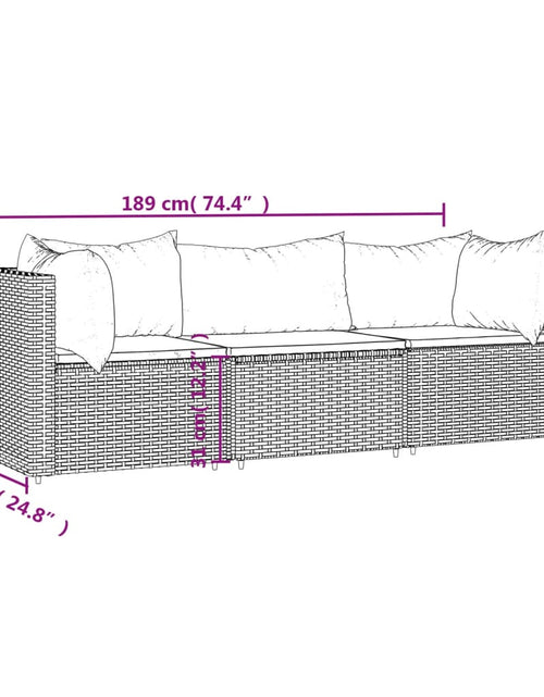 Загрузите изображение в средство просмотра галереи, Set mobilier de grădină cu perne, 3 piese, negru, poliratan
