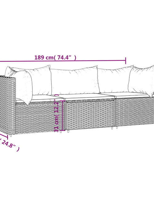 Загрузите изображение в средство просмотра галереи, Set mobilier de grădină cu perne, 3 piese, negru, poliratan
