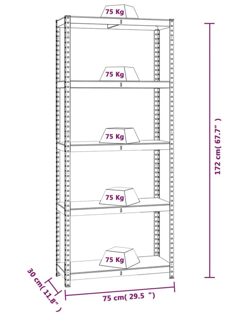Загрузите изображение в средство просмотра галереи, Rafturi de depozitare cu 5 niveluri, 4 buc., oțel argintiu&amp;lemn

