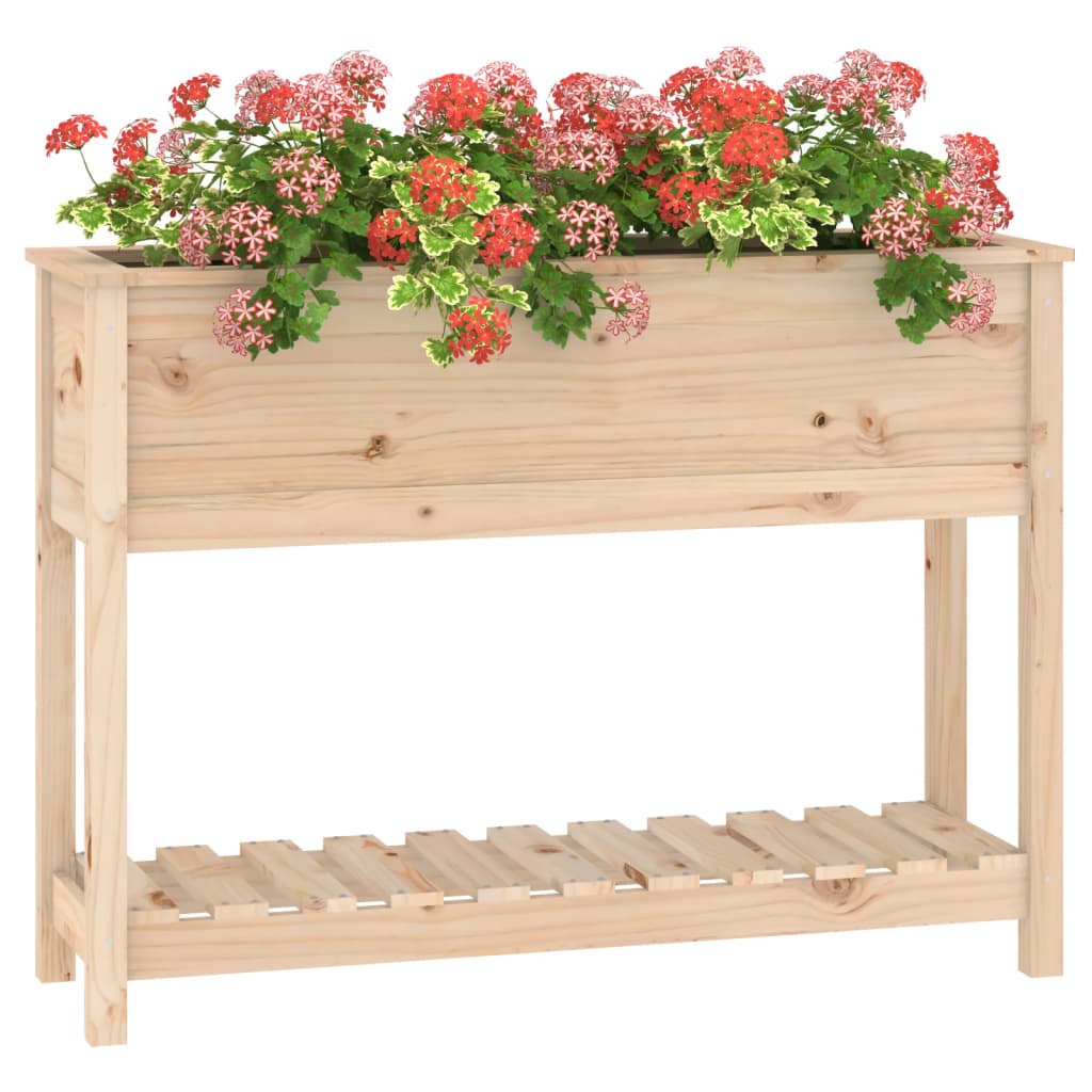 Jardinieră cu raft, 111,5x34,5x81 cm, lemn masiv de pin