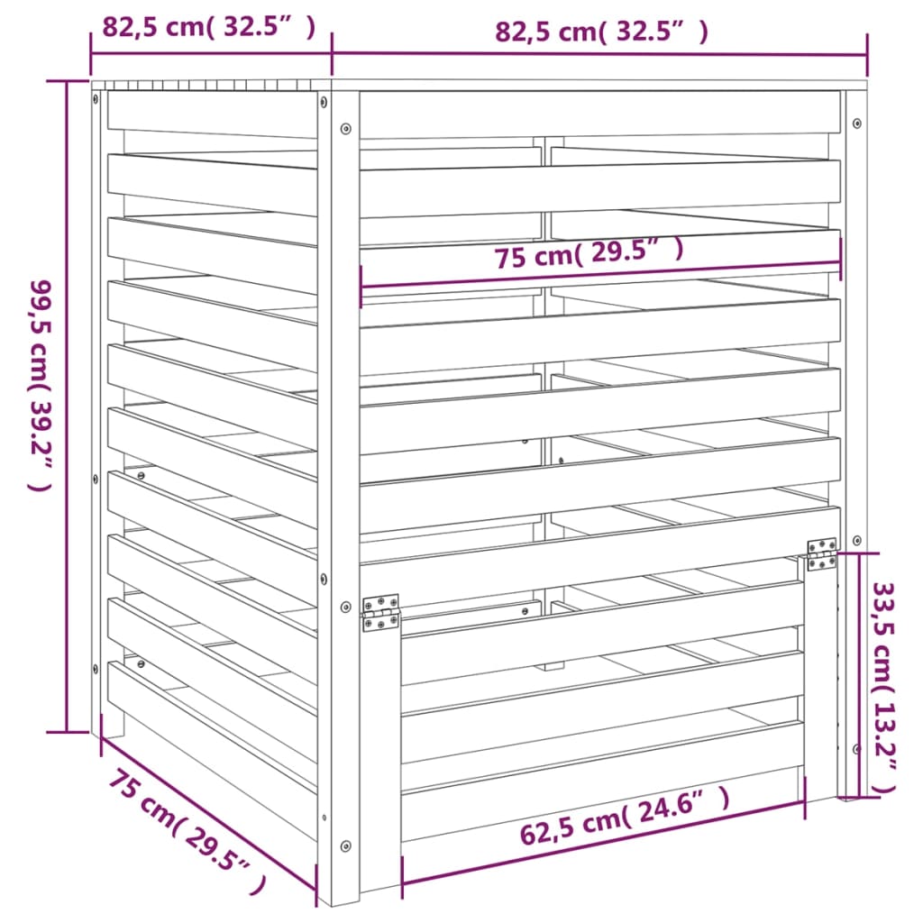 Compostor, 82,5x82,5x99,5 cm, lemn masiv de douglas