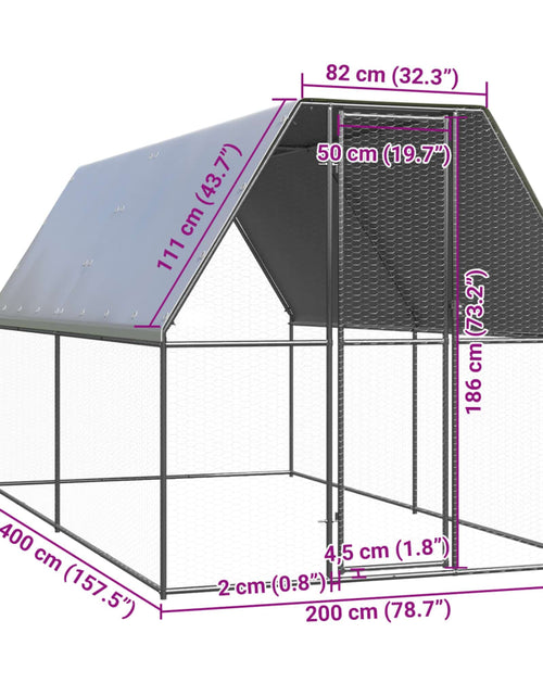 Загрузите изображение в средство просмотра галереи, Coteț de păsări pentru exterior, 2x4x2 m, oțel galvanizat
