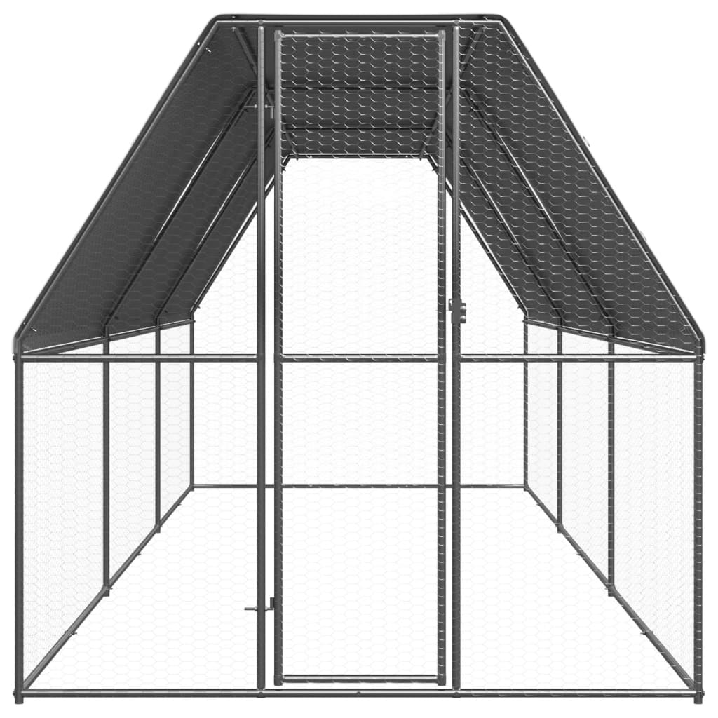 Coteț de păsări pentru exterior, 2x6x2 m, oțel galvanizat