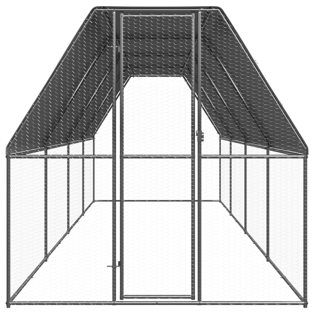 Coteț de păsări pentru exterior, 2x8x2 m, oțel galvanizat