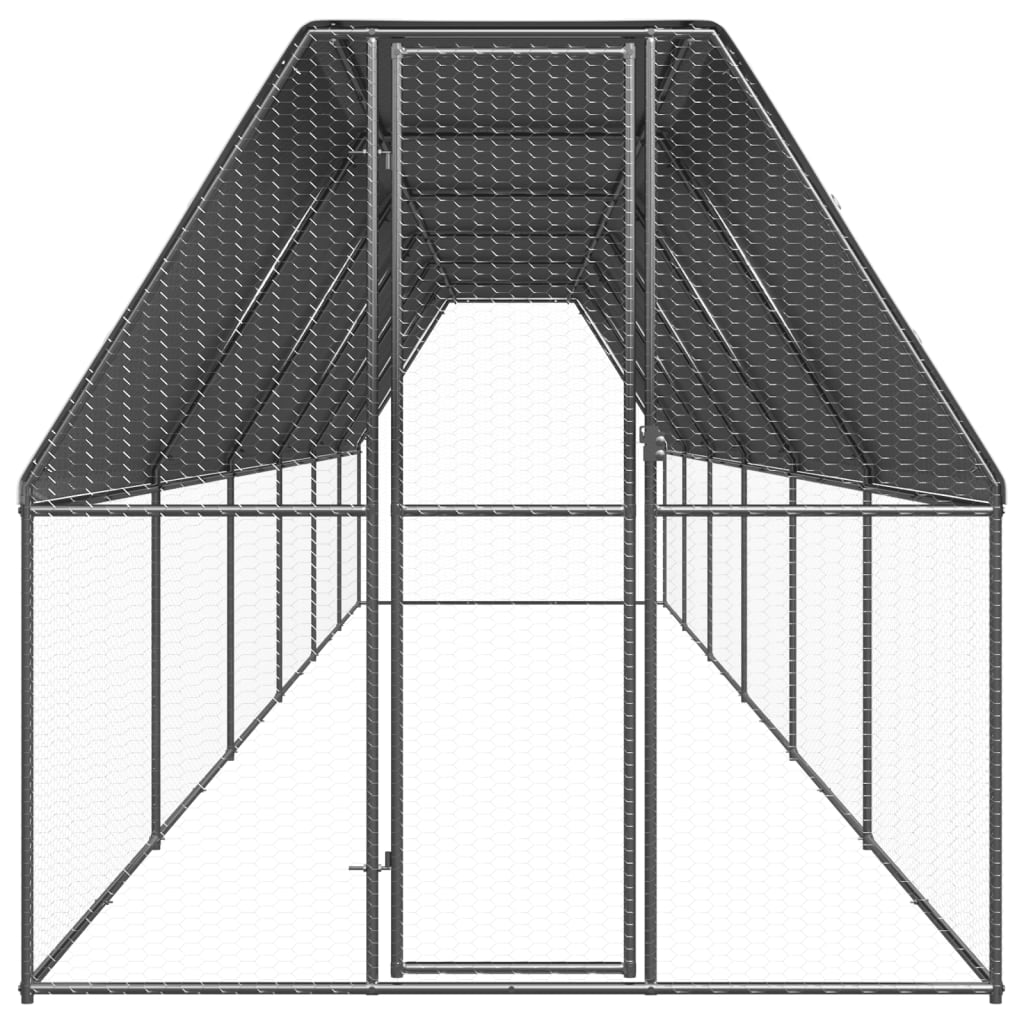 Coteț de păsări pentru exterior, 2x12x2 m, oțel galvanizat