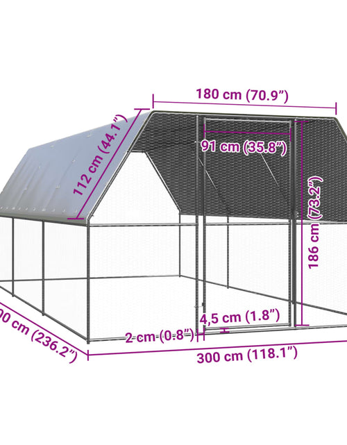 Загрузите изображение в средство просмотра галереи, Coteț de păsări pentru exterior, 3x6x2 m, oțel zincat
