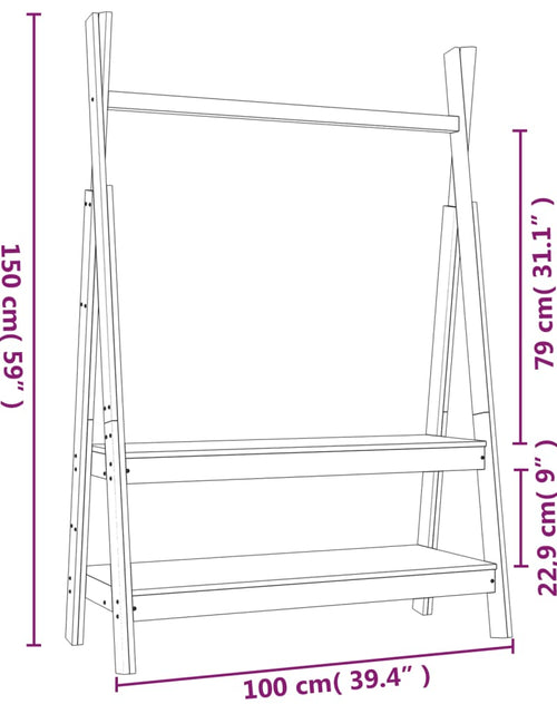 Încărcați imaginea în vizualizatorul Galerie, Suport pentru haine, alb, 100x45,5x150 cm, lemn masiv de pin
