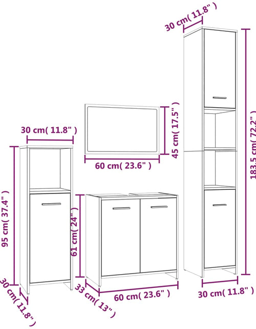 Загрузите изображение в средство просмотра галереи, Set mobilier de baie, 4 piese, gri sonoma, lemn prelucrat
