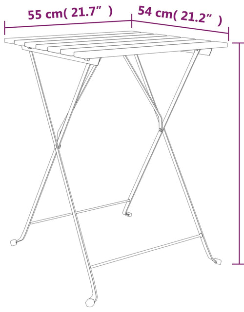 Загрузите изображение в средство просмотра галереи, Set mobilier de bistro pliabil, 3 piese, lemn masiv tec și oțel
