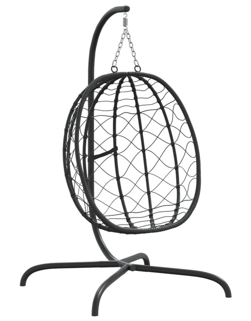 Încărcați imaginea în vizualizatorul Galerie, Scaun suspendat tip ou cu pernă, gri taupe, poliratan și oțel - Lando
