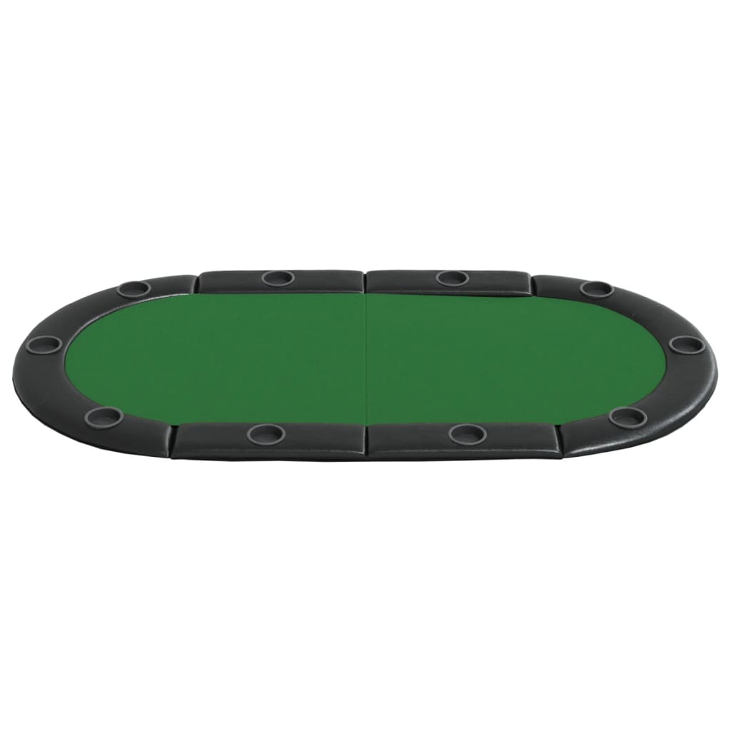 Blat masă de poker, 10 jucători, pliabil, verde, 208x106x3 cm