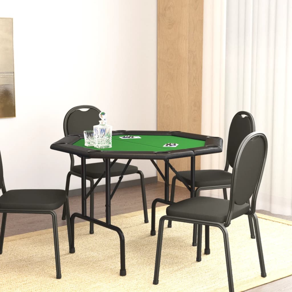 Masă de poker pliabilă, 8 jucători, verde, 108x108x75 cm