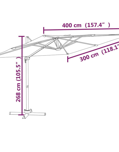 Загрузите изображение в средство просмотра галереи, Umbrelă în consolă, stâlp din aluminiu, gri taupe, 400x300 cm
