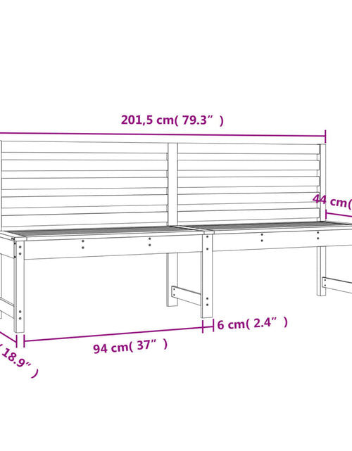 Загрузите изображение в средство просмотра галереи, Bancă de grădină, alb, 201,5 cm, lemn masiv de pin
