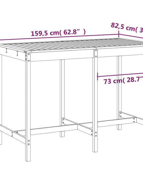 Încărcați imaginea în vizualizatorul Galerie, Masă de grădină, 159,5x82,5x110 cm, lemn masiv de pin
