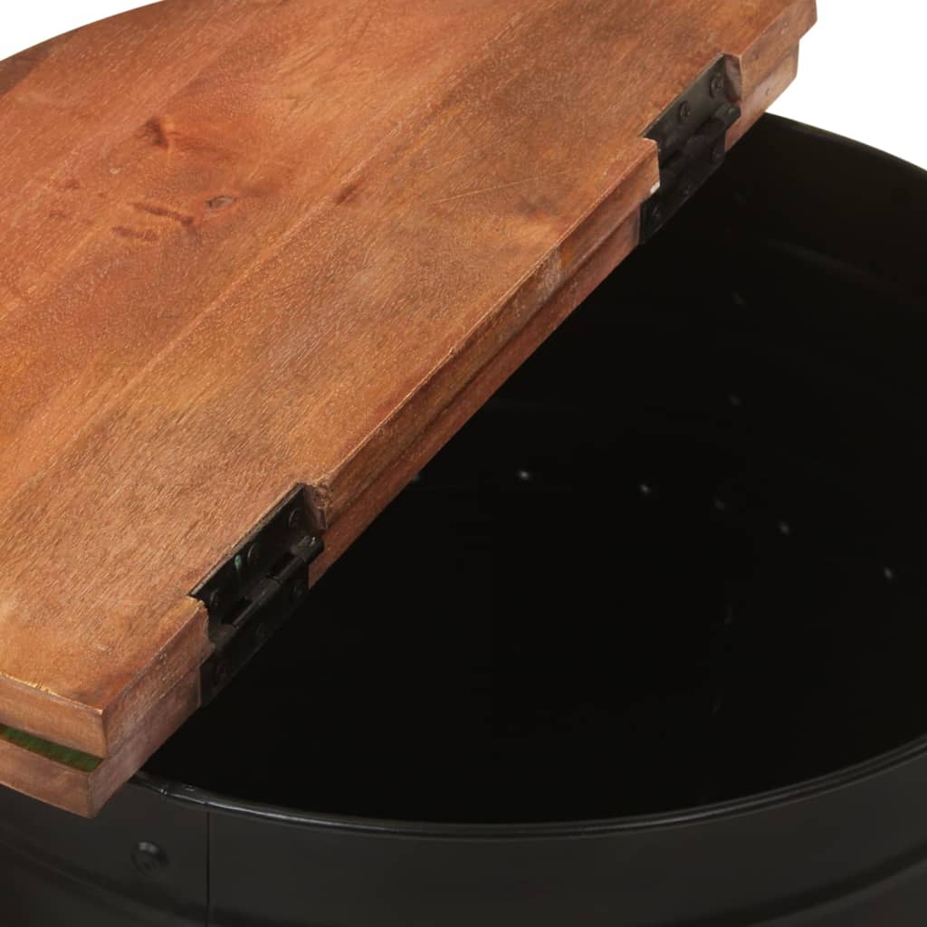 Măsuță de cafea, negru, 50x39,5 cm, lemn masiv reciclat