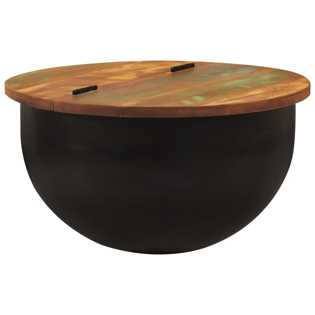 Măsuță de cafea, negru, 50x27 cm, lemn masiv reciclat