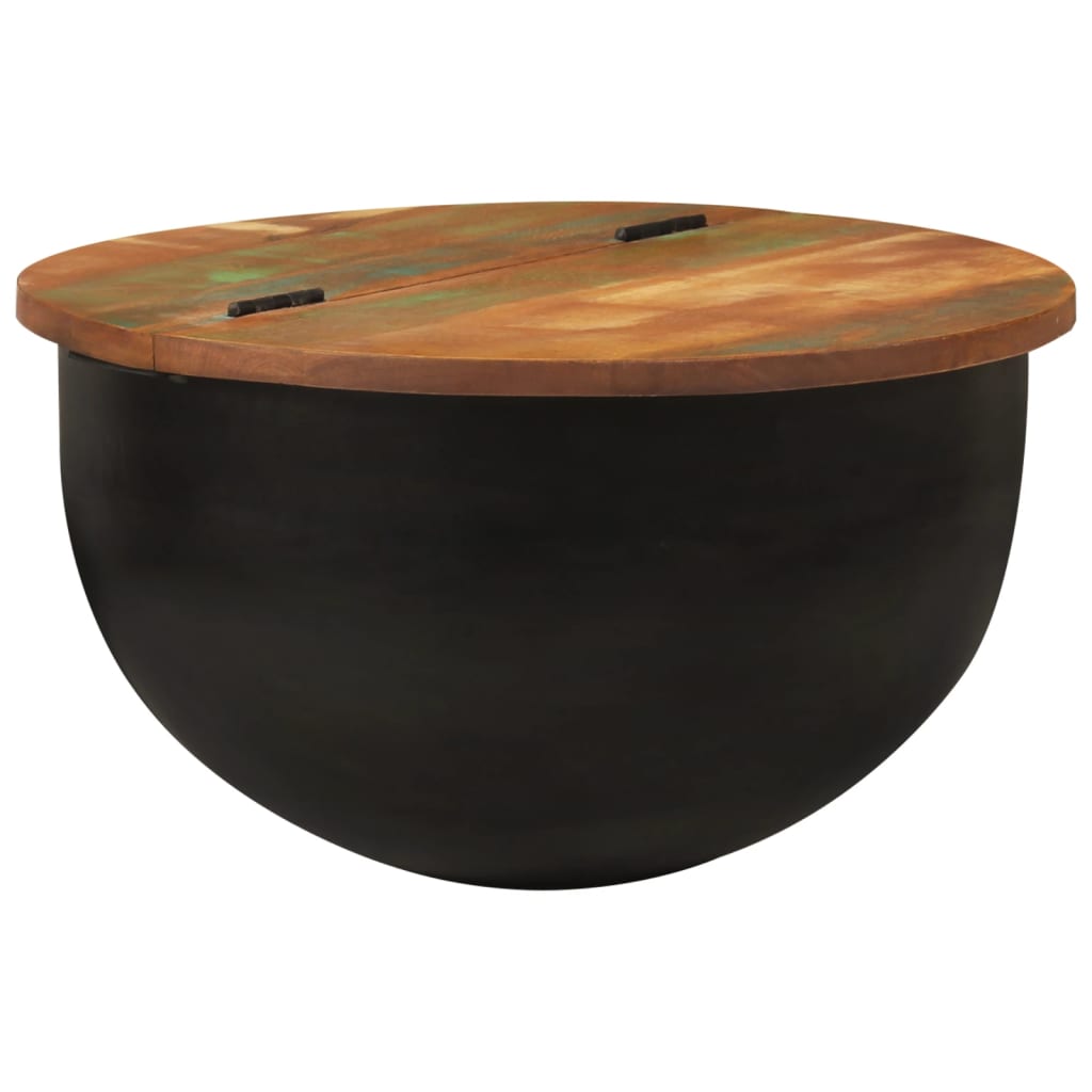 Măsuță de cafea, negru, 50x27 cm, lemn masiv reciclat