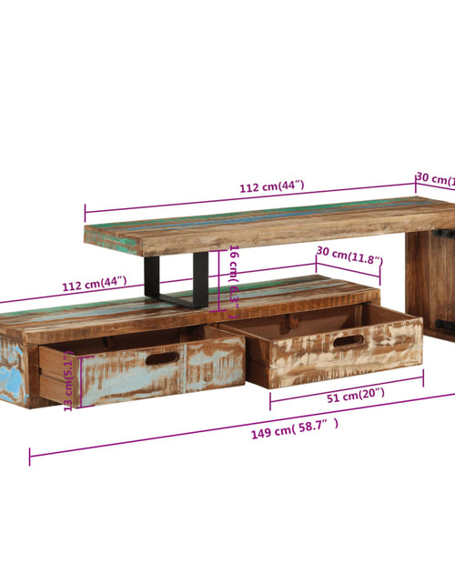 Încărcați imaginea în vizualizatorul Galerie, Comodă TV, lemn masiv reciclat
