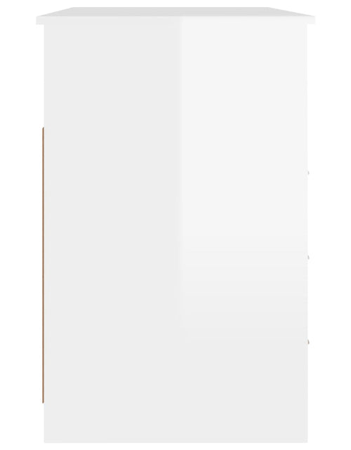 Încărcați imaginea în vizualizatorul Galerie, Birou cu sertare, alb extralucios, 102x50x76 cm, lemn prelucrat
