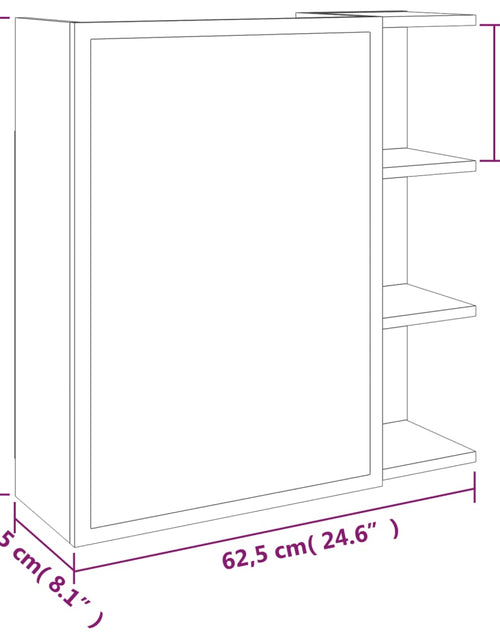 Încărcați imaginea în vizualizatorul Galerie, Dulap baie cu oglindă stejar fumuriu 62,5x20,5x64 cm lemn
