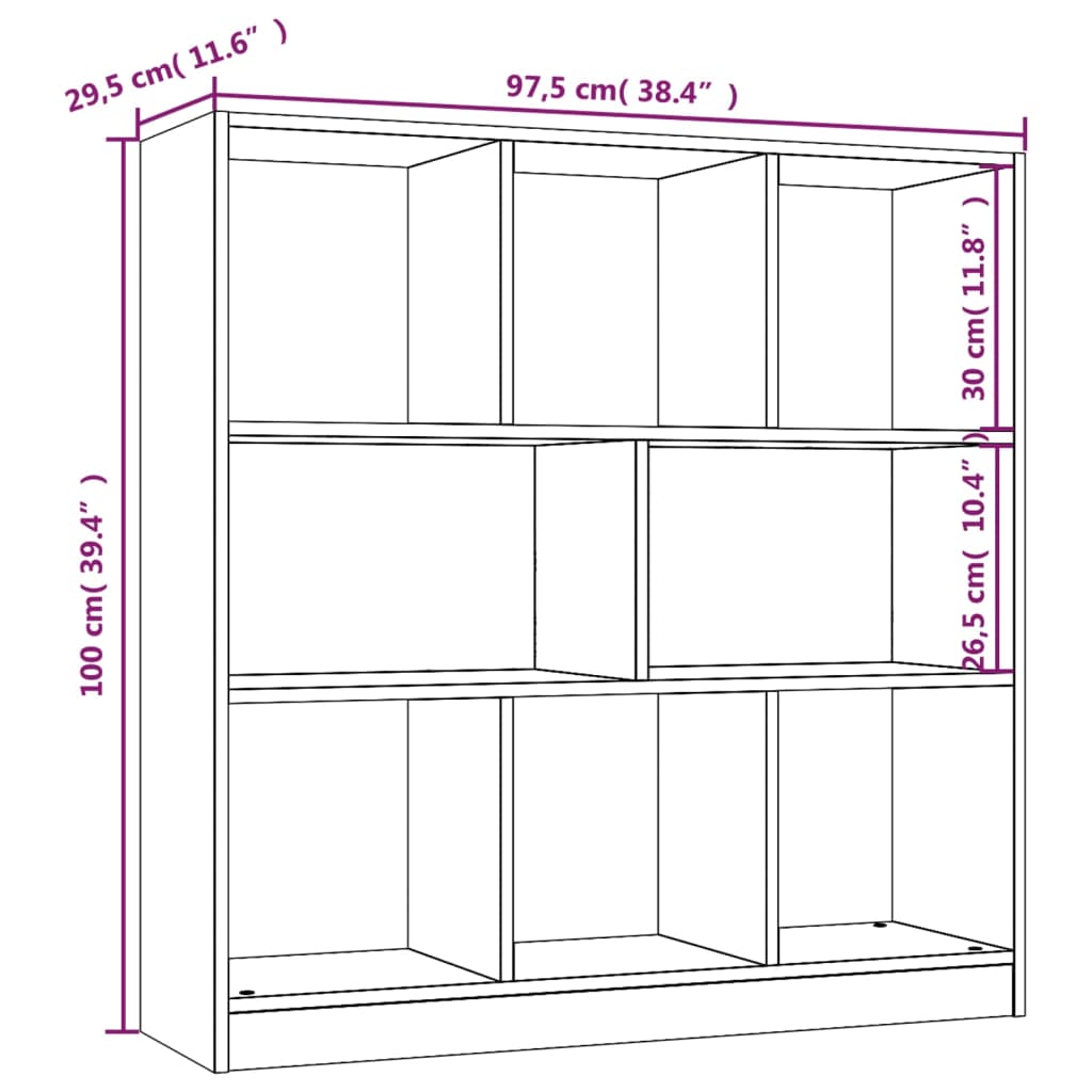 Bibliotecă, stejar maro, 97,5x29,5x100 cm, lemn prelucrat