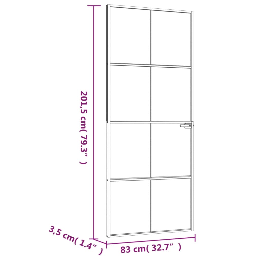 Ușă de interior negru 83x201,5 cm sticlă securiz./aluminiu slim