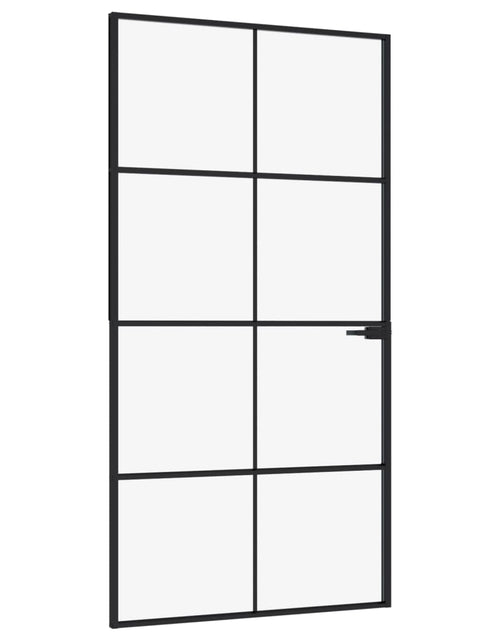 Încărcați imaginea în vizualizatorul Galerie, Ușă de interior negru 102x201,5cm sticlă securiz./aluminiu slim

