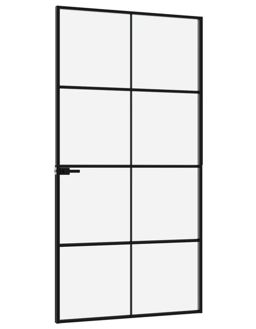 Încărcați imaginea în vizualizatorul Galerie, Ușă de interior negru 102x201,5cm sticlă securiz./aluminiu slim
