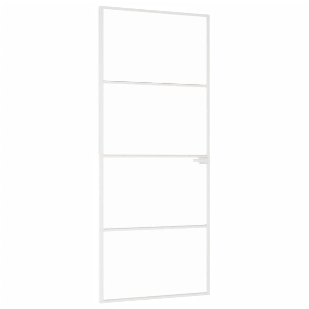 Ușă de interior alb 83x201,5 cm sticlă securiz. / aluminiu slim