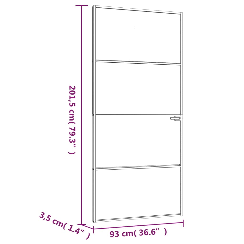 Ușă de interior alb 93x201,5 cm sticlă securiz. / aluminiu slim