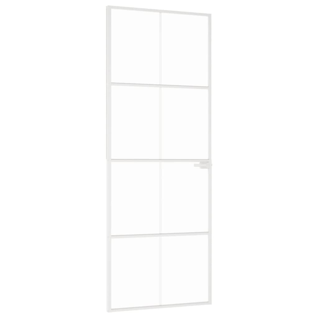 Ușă de interior alb 76x201,5 cm sticlă securiz. / aluminiu slim