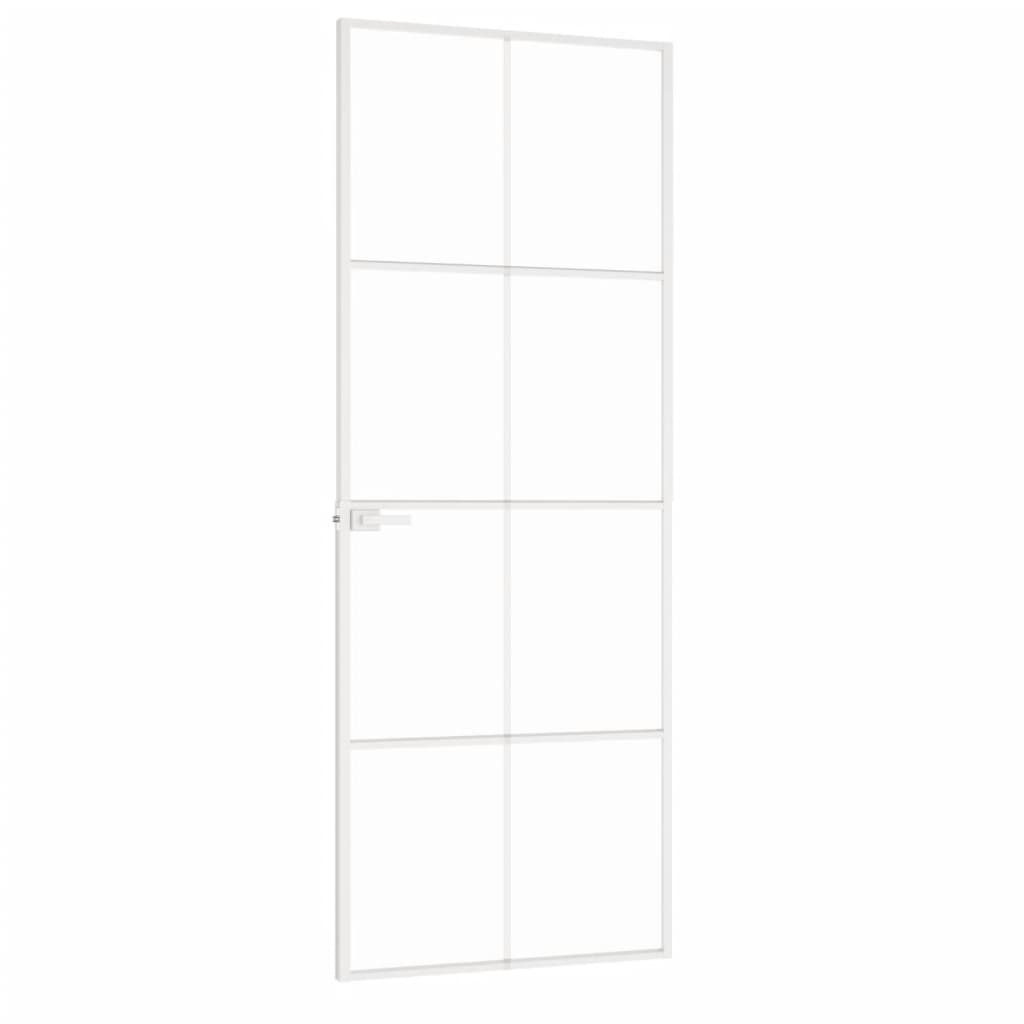 Ușă de interior alb 76x201,5 cm sticlă securiz. / aluminiu slim