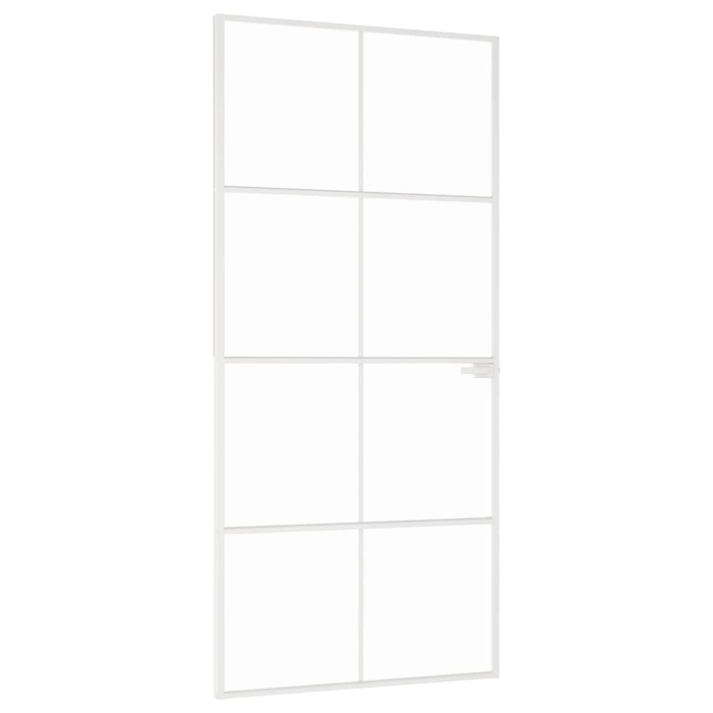 Ușă de interior alb 93x201,5 cm sticlă securiz. / aluminiu slim