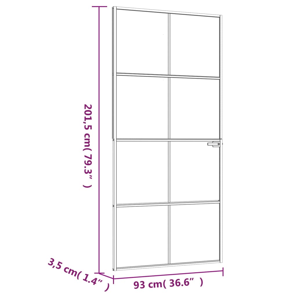 Ușă de interior alb 93x201,5 cm sticlă securiz. / aluminiu slim