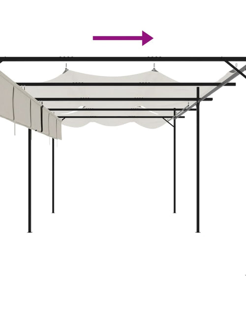 Загрузите изображение в средство просмотра галереи, Pergola cu acoperiș retractabil, crem, 589x292x230 cm
