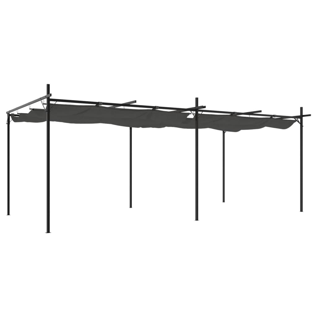 Pergola cu acoperiș retractabil, antracit, 589x292x230 cm