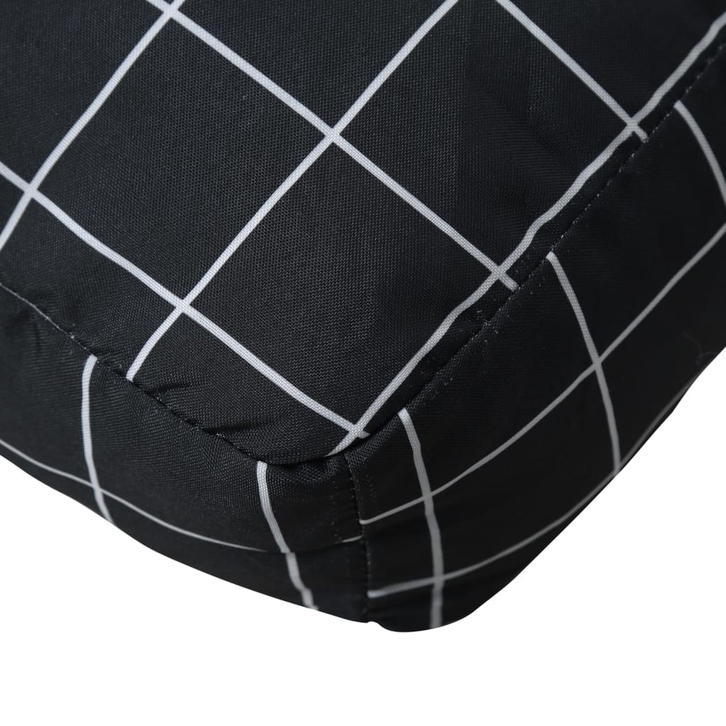 Pernă de paleți, negru, 80x80x12 cm, textil, model carouri