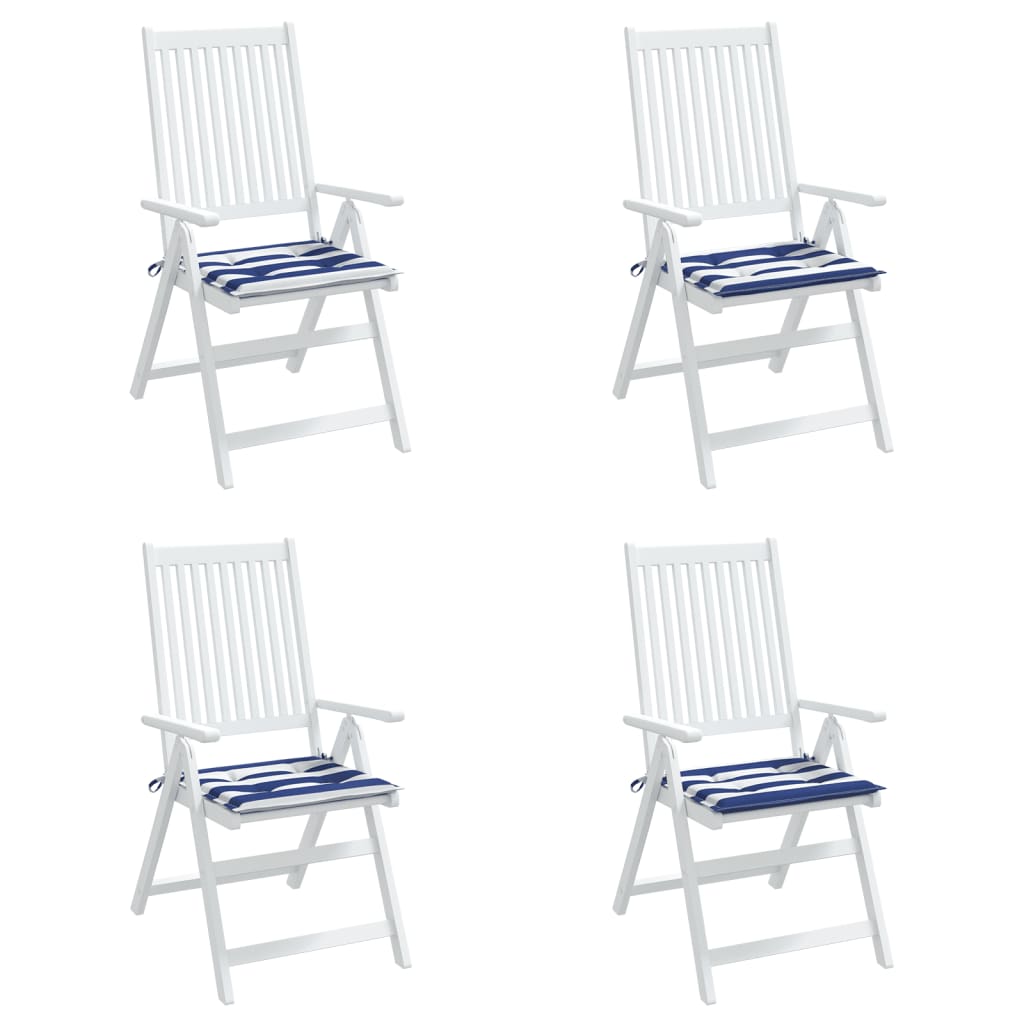 Perne scaun grădină 4 buc dungi albastru&alb, 40x40x3 cm textil