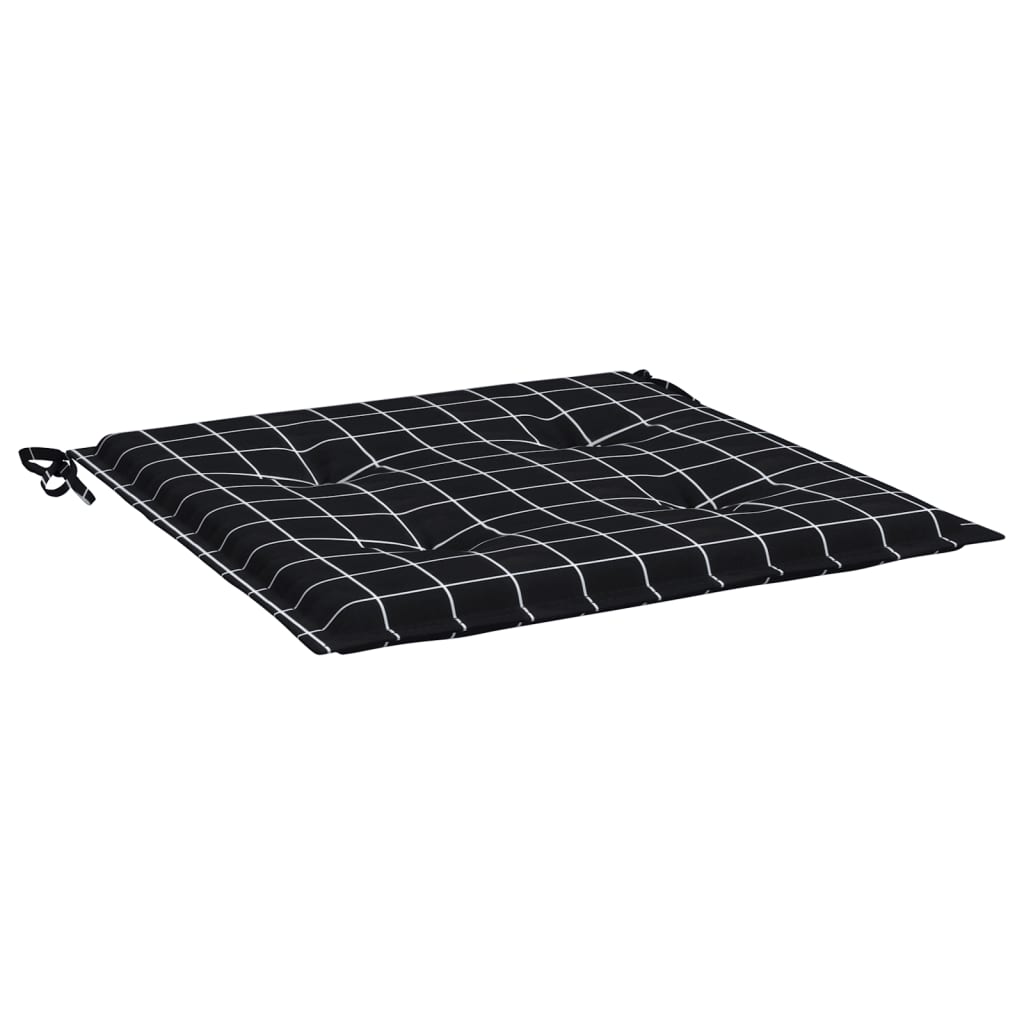 Perne scaun grădină 2 buc negru model carouri 40x40x3 cm textil